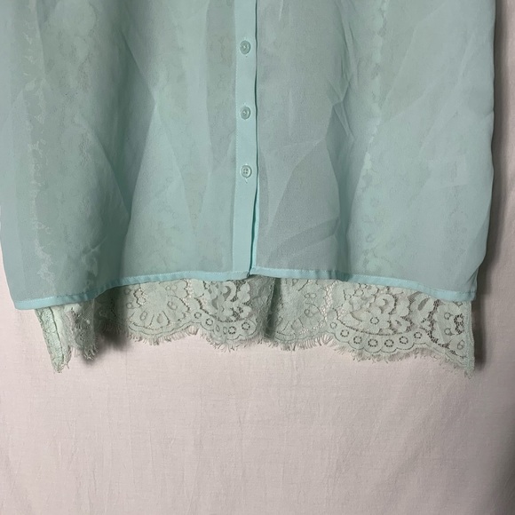 Van Heusen_Studio | Pastel Green Lace Back Blouse - Large - Picture 4 of 5